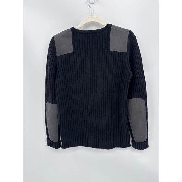 L.L. Bean Commando Merino Lambs Wool Ribbed Crewneck Sweater Black Size M Reg - Picture 3 of 7